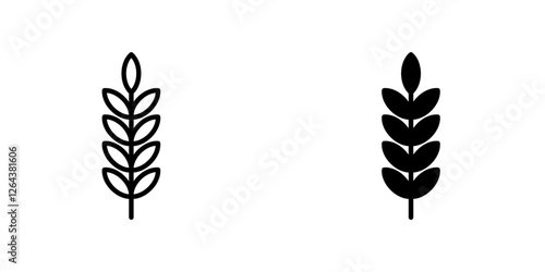 Wheat icons. stroke line and black solid icons