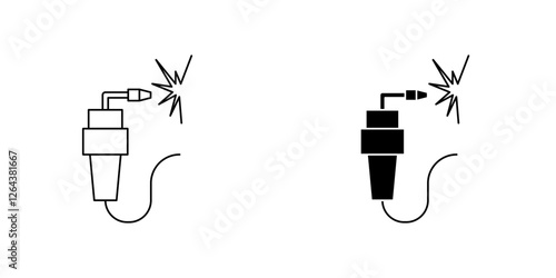 Welding icons. stroke line and black solid icons