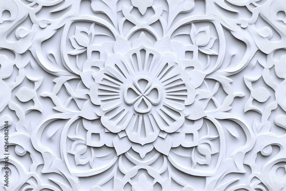 Embossed motif pattern on paper background. Leaves pattern paper press. Arabic pattern background. Islamic ornament. Geometric 3d shape. Texture Arabian traditional motif Embossed motif pattern on paper background. Leaves pattern paper press. Arabic pattern background. Islamic ornament. Geometric 3d shape. Texture Arabian traditional motif