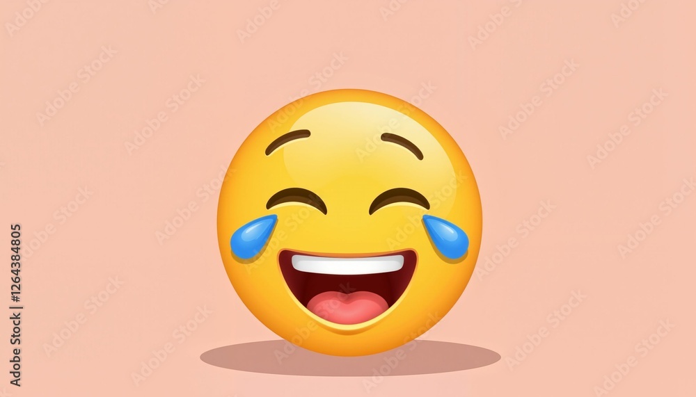 Smiling emoji expressing joy against a pastel background Smiling emoji expressing joy against a pastel background