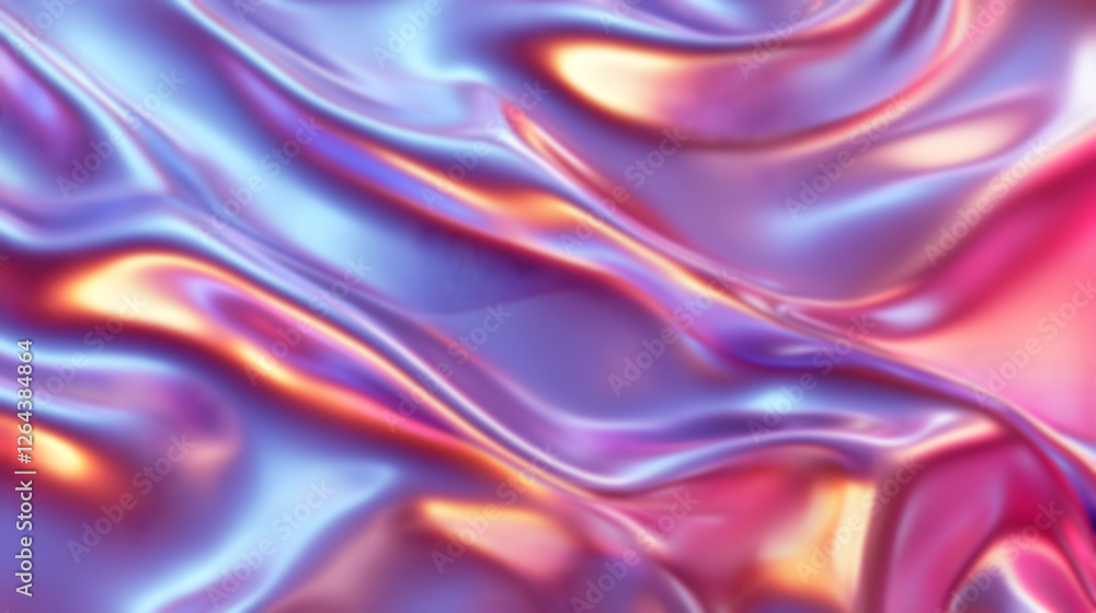 Obraz premium Blurry Mesmerizing fluid reflections of shimmering iridescent colors in abstract digital artwork creating a captivating dreamlike and psychedelic visual experience