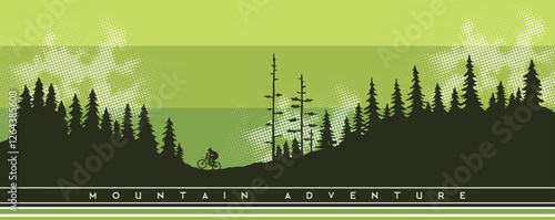 Conquer the horizons and feel the freedom of the trails with your bike amidst the vastness of the mountains. Editable art for decoration, t-shirt prints and other uses.