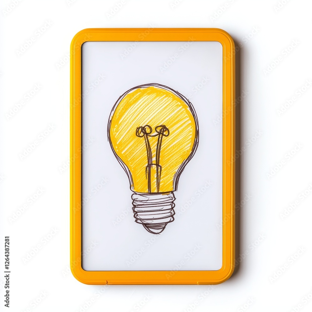 E-learning innovation technology concept. Sketch of a light bulb on a yellow and white background. E-learning innovation technology concept. Sketch of a light bulb on a yellow and white background.
