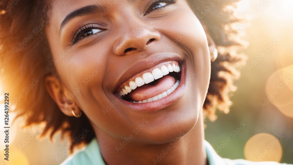 A close-up showcasing a happy smile radiating well-being and vibrant feelings, surrounded by warm golden light, creating an uplifting atmosphere and utilizing soft pastel hues This image exudes joy A close-up showcasing a happy smile radiating well-being and vibrant feelings, surrounded by warm golden light, creating an uplifting atmosphere and utilizing soft pastel hues This image exudes joy