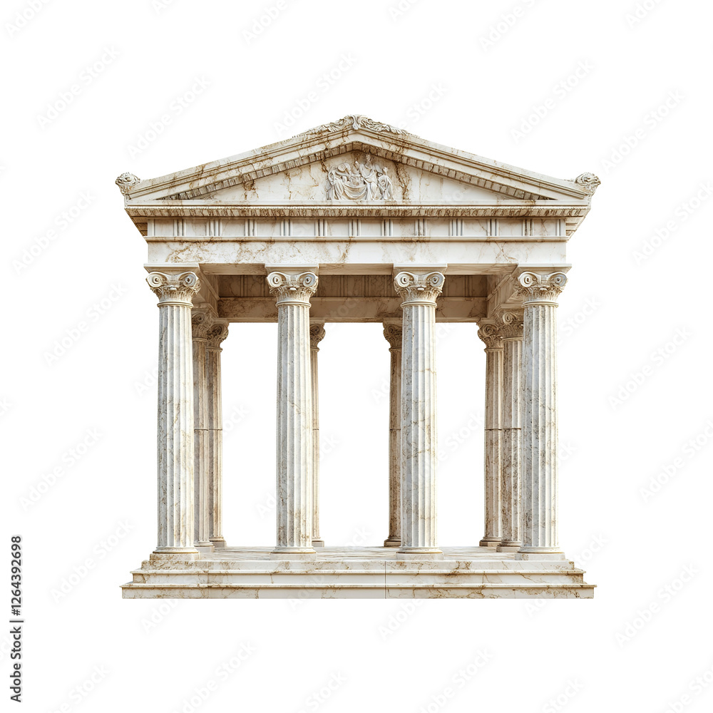 Fototapeta premium Isolated Image of Classical Greek Temple Facade with Ionic Columns