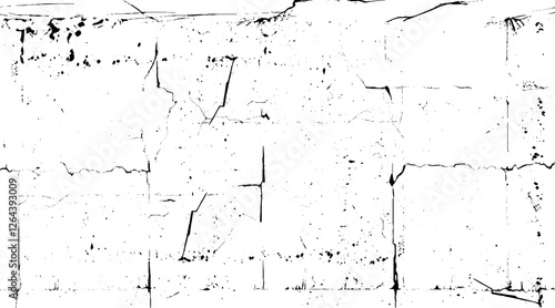 Black grainy dust isolated on transparent background. Grunge crack wall background. Vector illustration.
