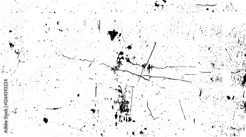 White and black paint overly distressed grunge crack and scratch dirty wall texture.  