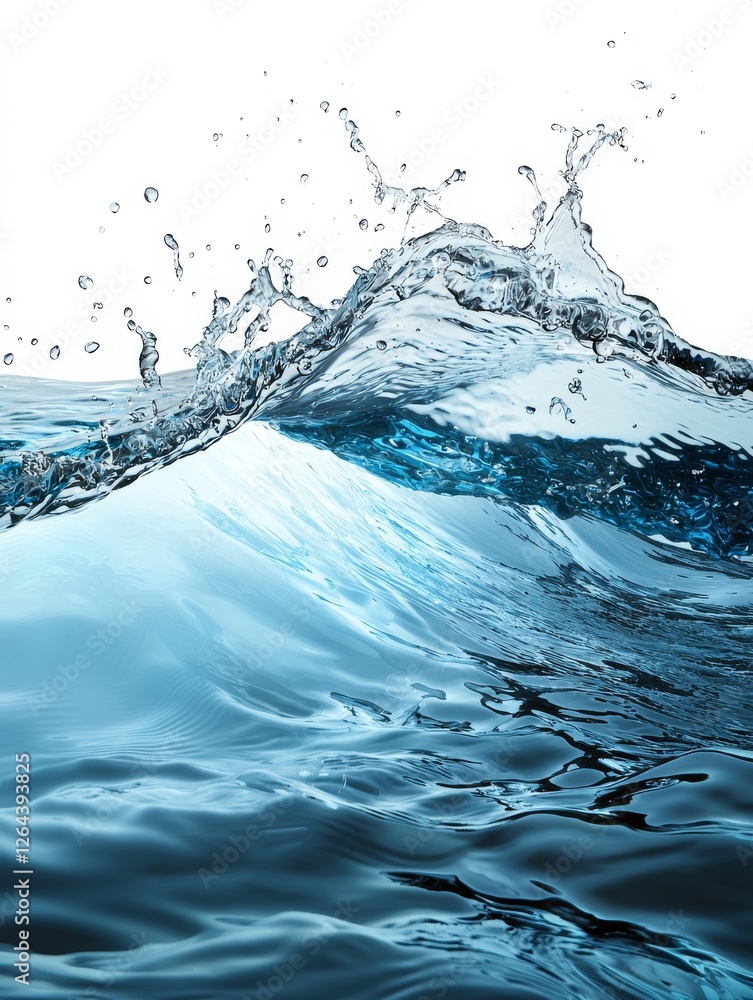 A close-up view of a splash of water, capturing the dynamic movement and shimmering reflections in shades of blue. A close-up view of a splash of water, capturing the dynamic movement and shimmering reflections in shades of blue.