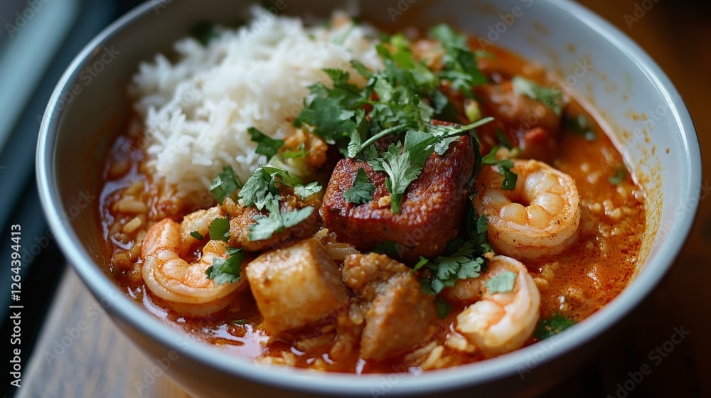 Delicious Shrimp and Pork Stew with Fresh Vegetables and Rice Delicious Shrimp and Pork Stew with Fresh Vegetables and Rice