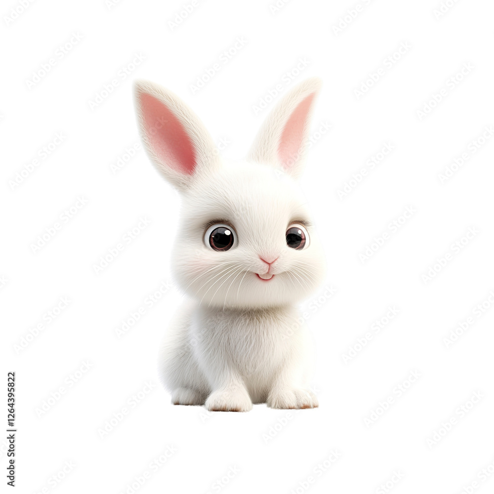 Fototapeta premium Adorable White Bunny Rabbit - Cute Cartoon Animal Illustration