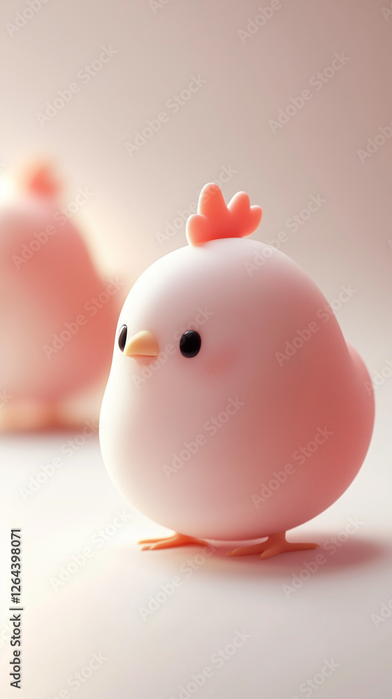 An adorable pink chicken figure with a rounded body and cheerful expression, designed to evoke happiness and playfulness in children and collectors of cute toys. An adorable pink chicken figure with a rounded body and cheerful expression, designed to evoke happiness and playfulness in children and collectors of cute toys.