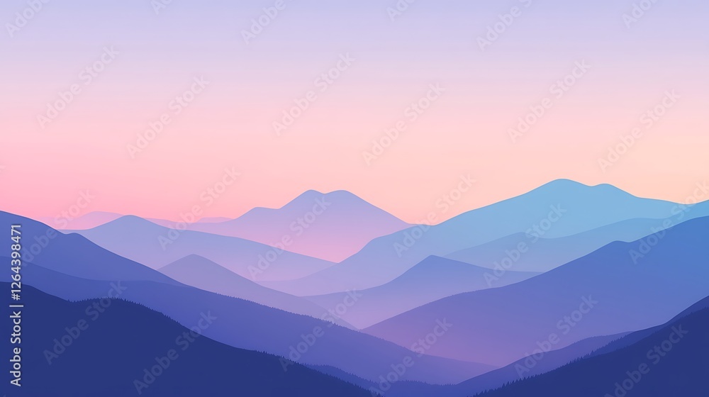 Obraz premium Serene Pastel Mountainscape at Sunrise