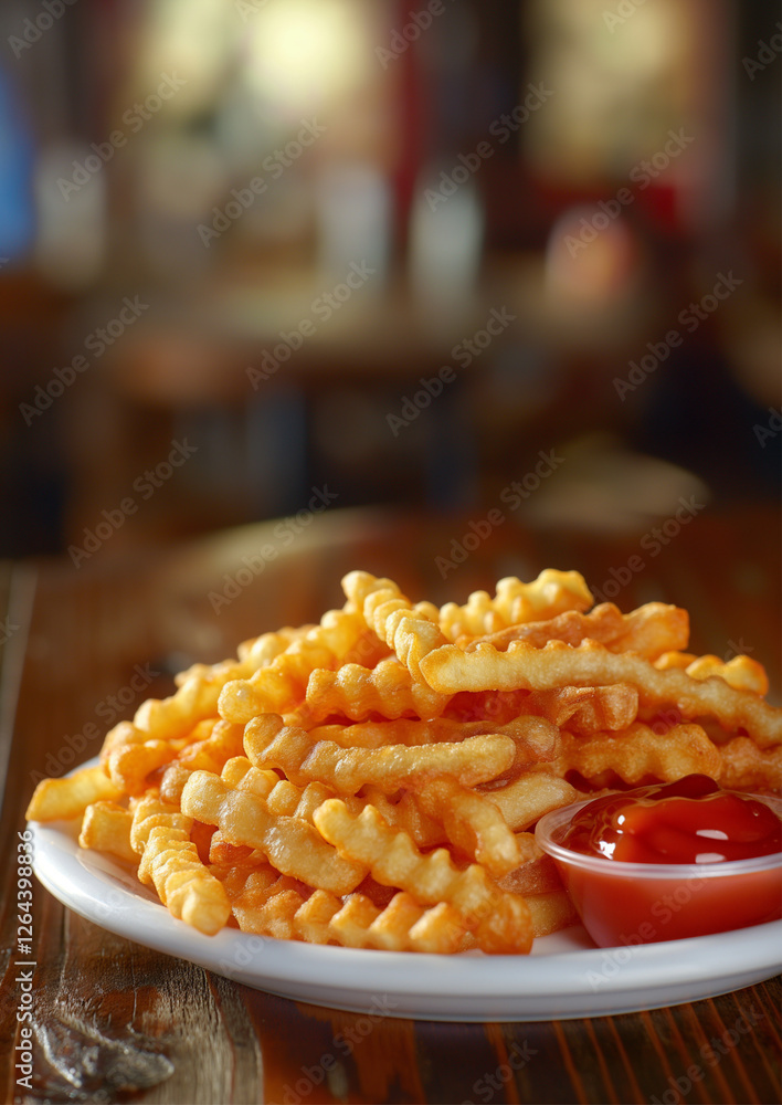 custom made wallpaper toronto digitalA plate of delicious crinkle-cut fries served with a side of rich and tangy ketchup, perfect for snacking or enjoying as a meal.