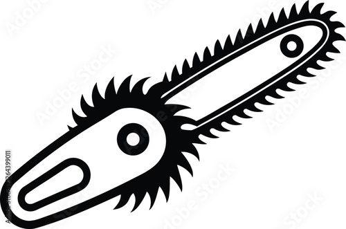 Chainsaw vector illustration, Chainsaw silhouette or line art vector icon with transparent background