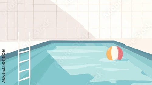 simple flat vector background of an indoor swimming pool with water and a ladder