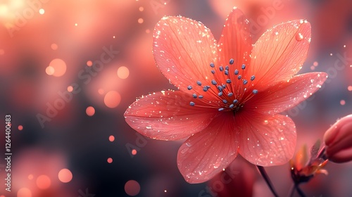 Serene blossom with sparkling dew, creating a magical floral dreamscape