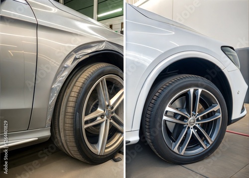 Wallpaper Mural Car Body Repair Before and After Showing Protection Tape Removal Torontodigital.ca