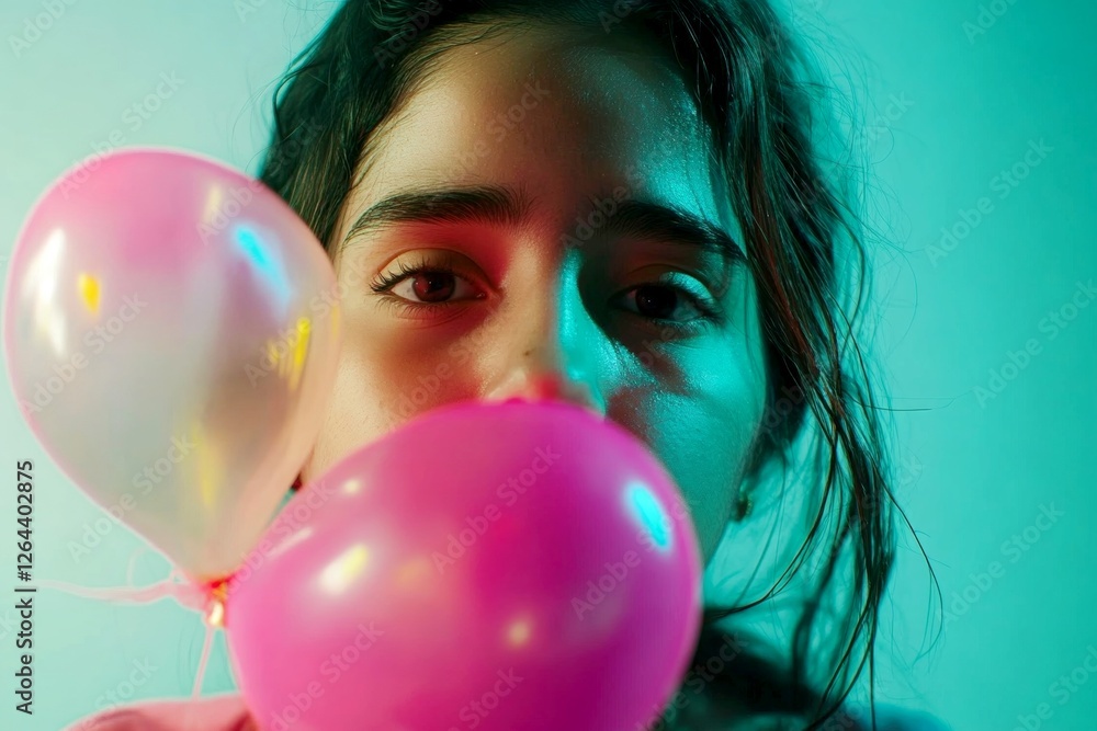 Naklejka premium Valentine's day greeting from woman or for woman. Impressive vivid image of lovely loving latin adolescent girl - commercial ad campaign idea. Commercial love concept. Love and warmth.