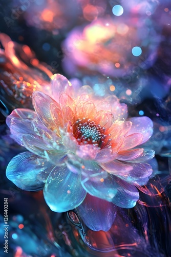 Wallpaper Mural Cosmic Holographic Flower Floating in Dreamy Abstract Space Torontodigital.ca