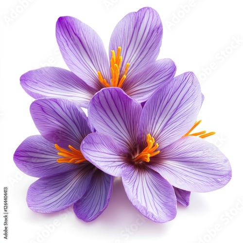 Purple saffron flowers crocus petals illustration.