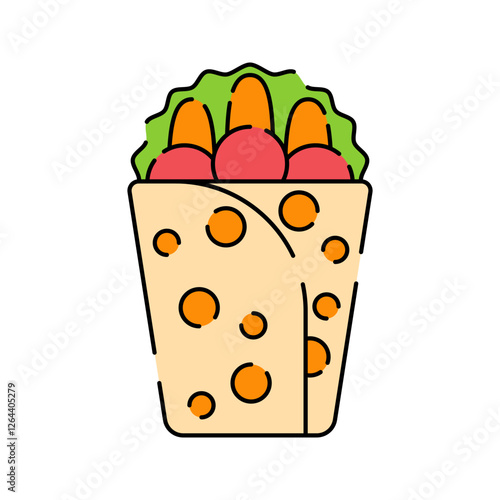 Shawarma Roll. A wrap filled with vegetables and meat, a popular street food in Pakistan.