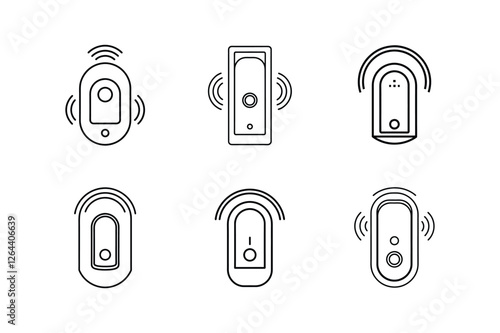 smart doorbell line art vector illustration