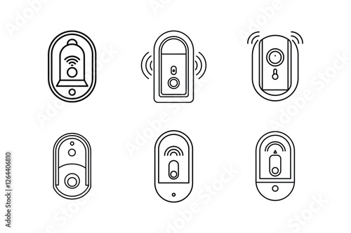 smart doorbell icon line art vector illustration
