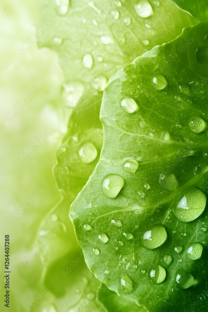 Lush Green Leaves with Dewdrops for Wellness and Natural Themes Lush Green Leaves with Dewdrops for Wellness and Natural Themes