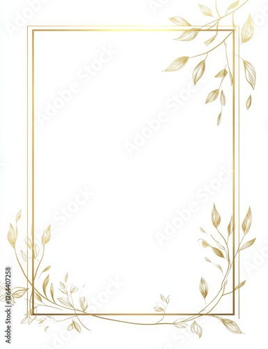 Gold frame with floral design, elegant template.