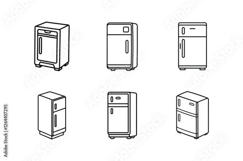 smart refrigerator icon line art vector illustration