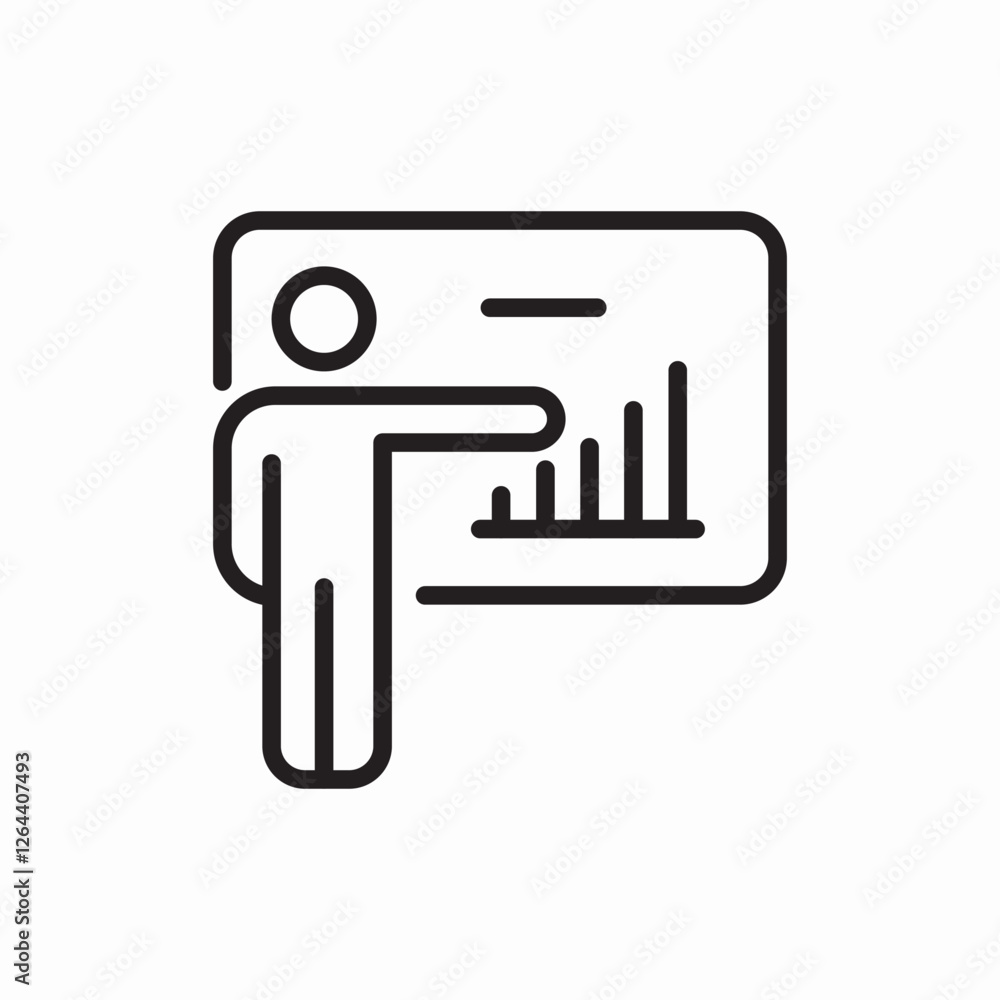 Business presentation board chart icon vector sign Business presentation board chart icon vector sign