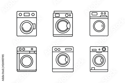smart washing machine line art vector illustration