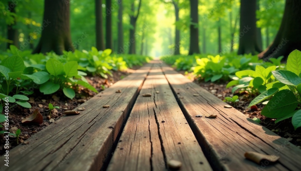 Weathered wood planks on forest floor , Wooden, Forest Weathered wood planks on forest floor , Wooden, Forest
