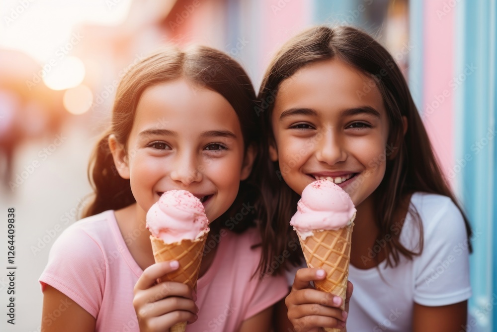 Girl eating ice cream portrait dessert smile. Girl eating ice cream portrait dessert smile.
