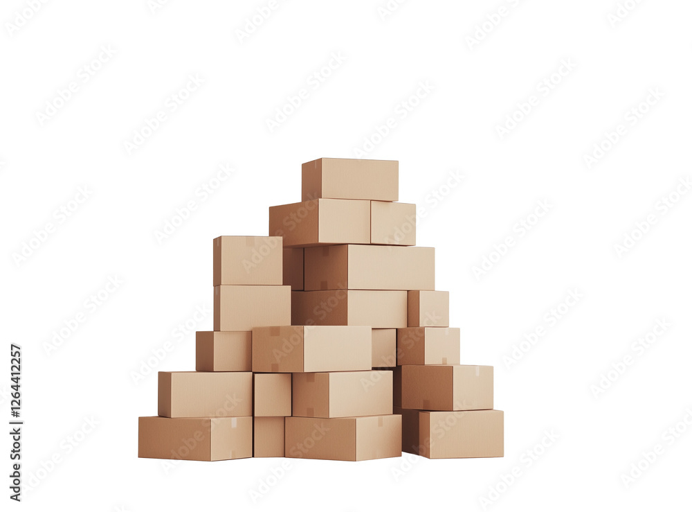 Stack of cardboard boxes. Isolated on transparent background. Stack of cardboard boxes. Isolated on transparent background.
