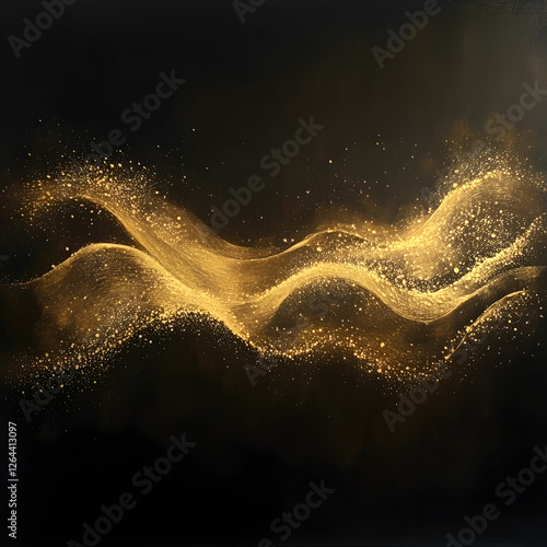 Wallpaper Mural Shimmering golden waves dance on a dark black background, highlighting the beauty of light and texture Torontodigital.ca