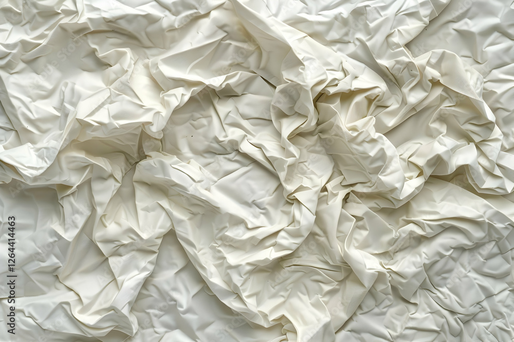 Obraz premium Crumpled White Fabric Background with Textured Wrinkles Ideal for Interior Design and Textiles