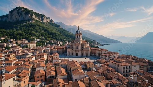 Stunning Aerial View of Pieve di Cadore, Italy, with Mountains and Lake