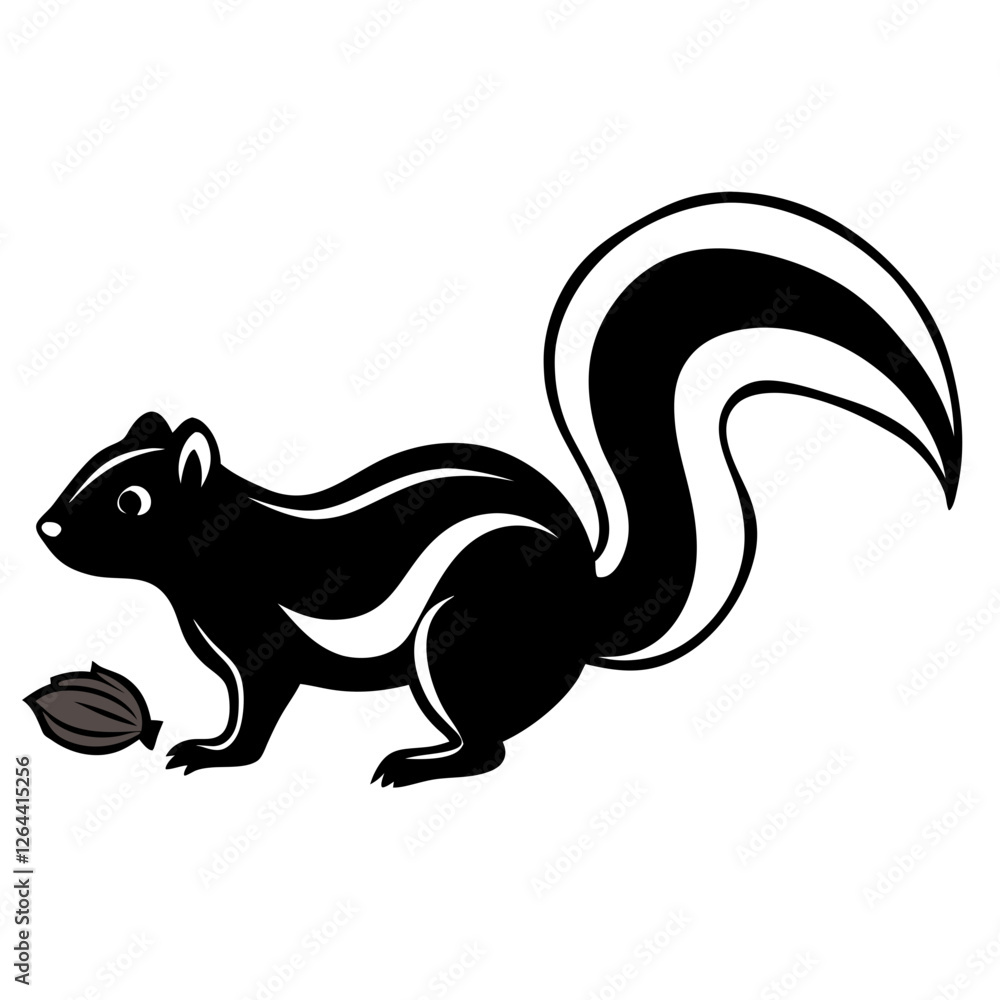 Cute Silhouette Skunk Line Art Black Vector Carton Illustration Cute Silhouette Skunk Line Art Black Vector Carton Illustration