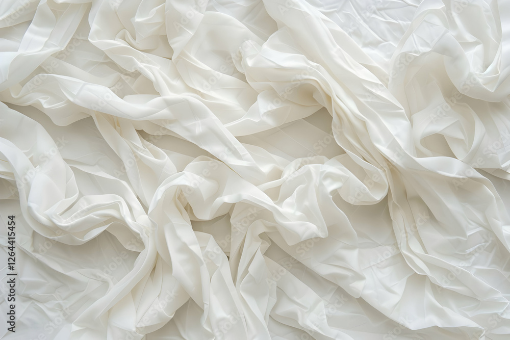 Soft, flowing white fabric draped elegantly on a light background, creating a serene and airy atmosphere Soft, flowing white fabric draped elegantly on a light background, creating a serene and airy atmosphere