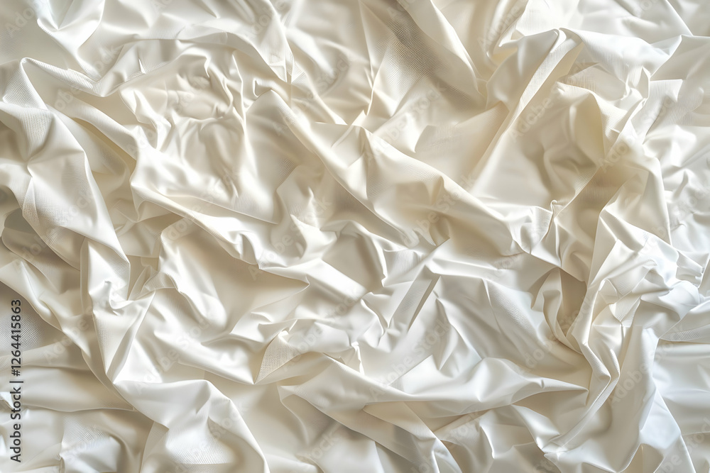 Obraz premium Textured white fabric with soft folds and creases, ideal for backgrounds or textile studies