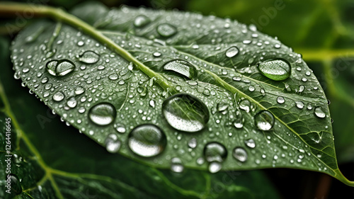 water droplets on green leave white background ai 
