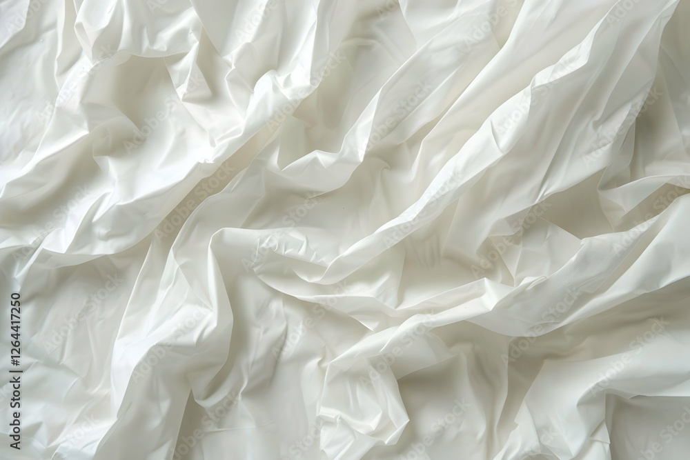 Textured white fabric background with soft folds, ideal for textile design and product photography Textured white fabric background with soft folds, ideal for textile design and product photography