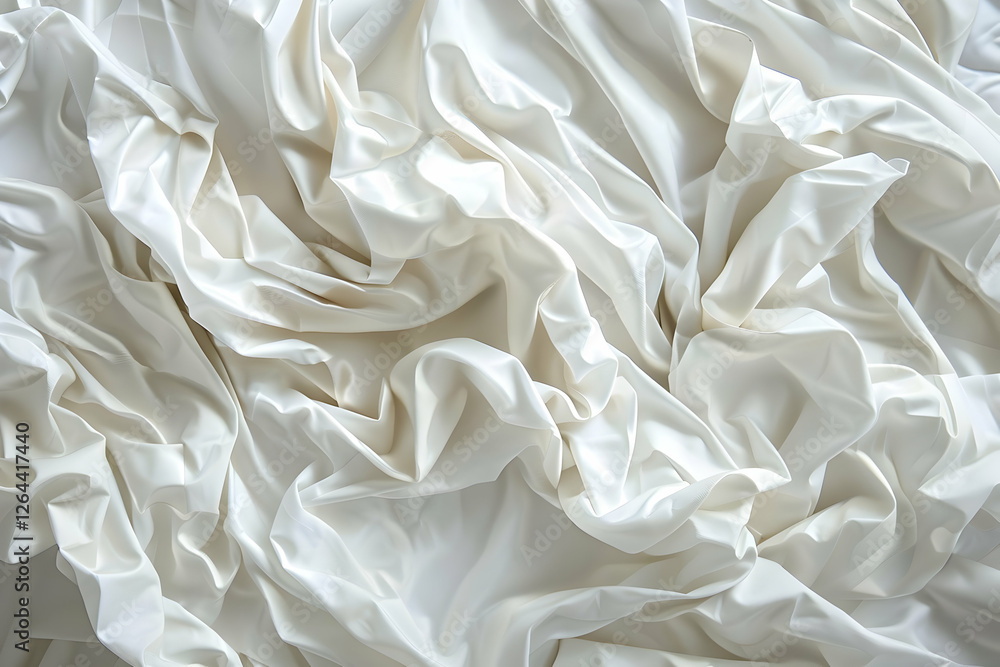 Crumpled White Fabric Texture with Soft Creases and Shadows, Ideal for Backgrounds or Textiles Crumpled White Fabric Texture with Soft Creases and Shadows, Ideal for Backgrounds or Textiles