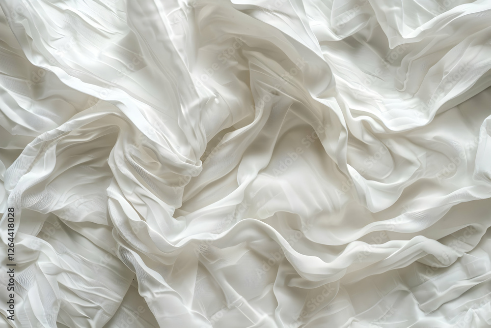 Soft, flowing white fabric draped elegantly, creating a serene and calming background for photography Soft, flowing white fabric draped elegantly, creating a serene and calming background for photography