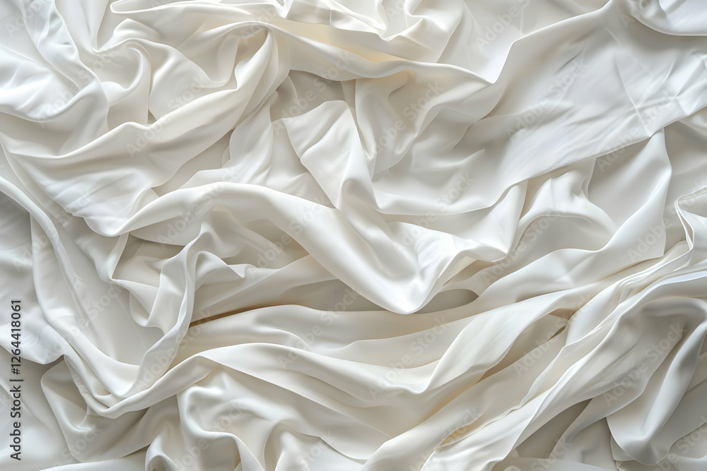 Soft, flowing white fabric draped elegantly, creating a serene and luxurious atmosphere Soft, flowing white fabric draped elegantly, creating a serene and luxurious atmosphere