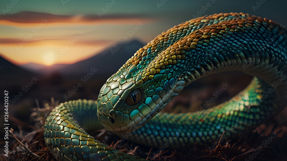 Fototapeta premium green snake view ai