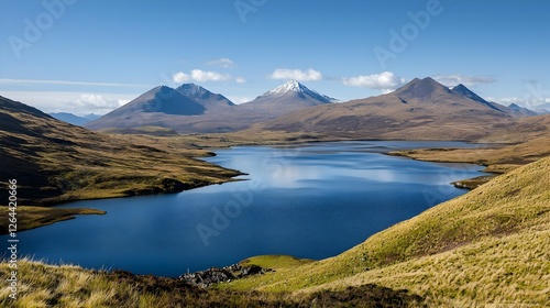 Serene Blue Lake Reflecting Mountains And Sky