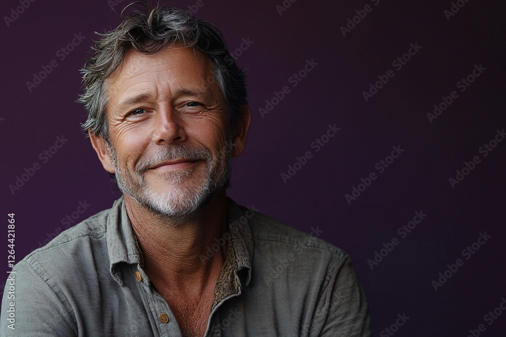 Obraz premium A Smiling Mature Man With Graying Hair
