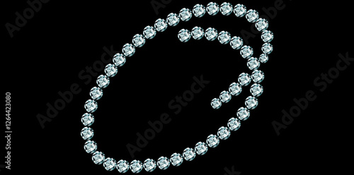 Silver Rhinestone Diamonds Alphabet Letter O Luxury Text Design Vector Illustration.	